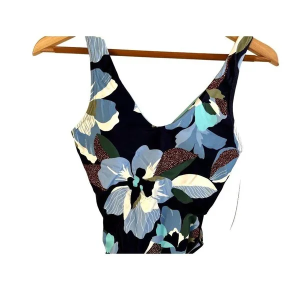 Athleta Blue Floral Tropical One Piece Swimsuit XS - Picture 6 of 14